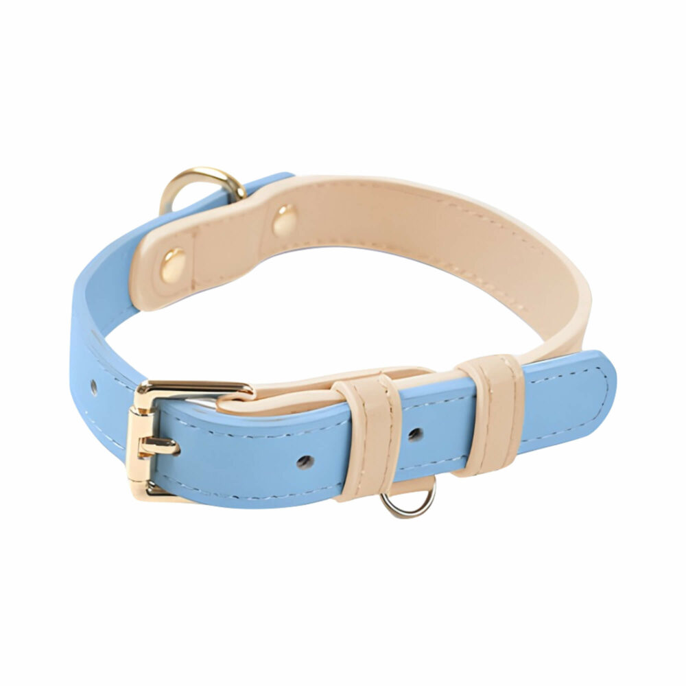 Leather Needlepoint Dog Collar - Blue