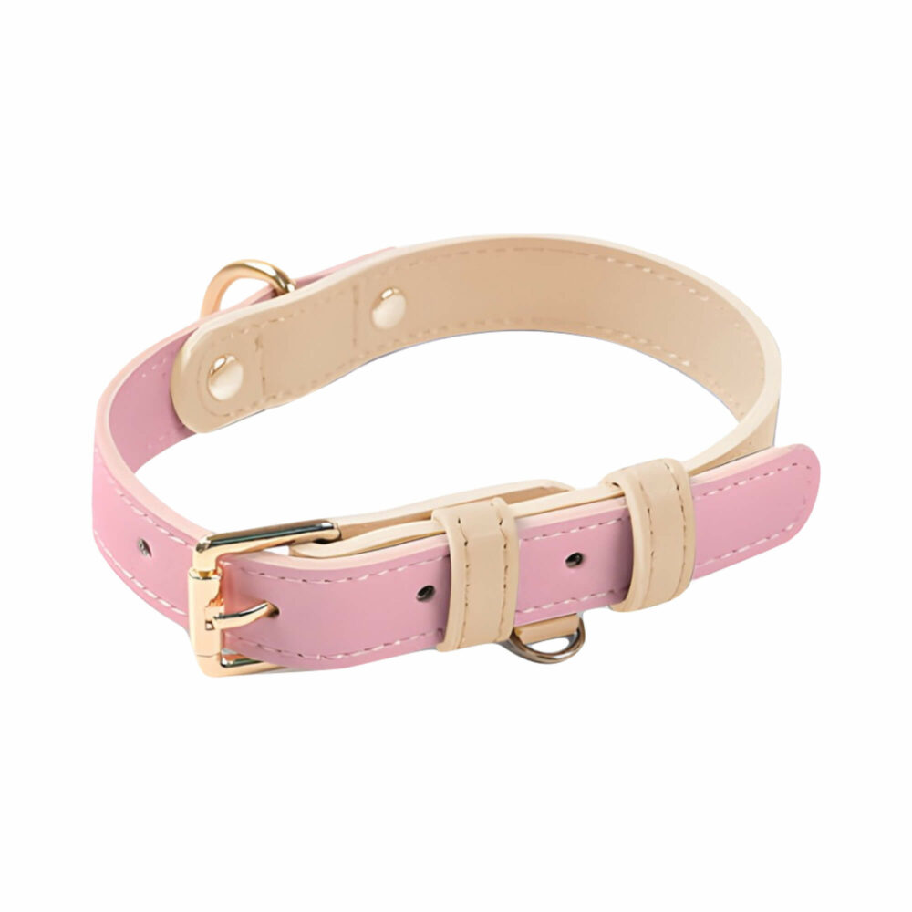 Leather Needlepoint Dog Collar - Pink