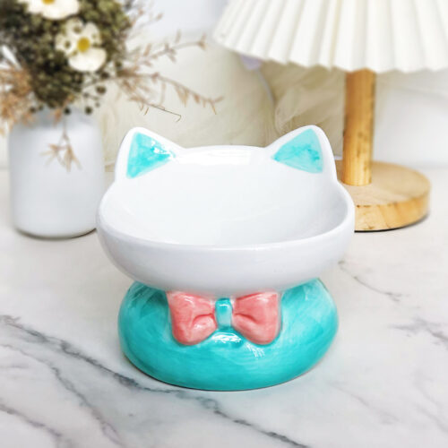 Gentleman's Gourmet Ceramic Cat Bowl - Designer Pet Bowls for Cats and Dogs