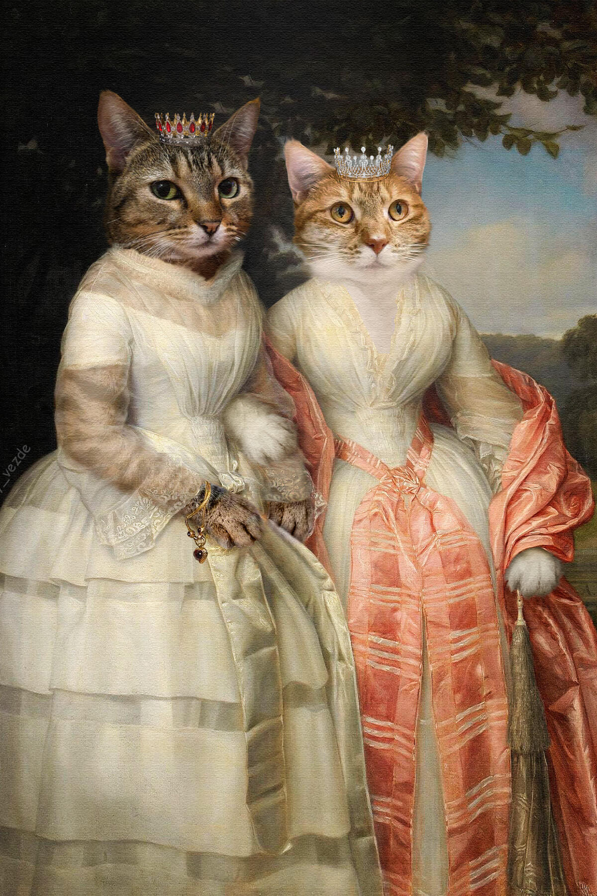 Custom Royal Pet Portraits Paintings on Canvas - Group