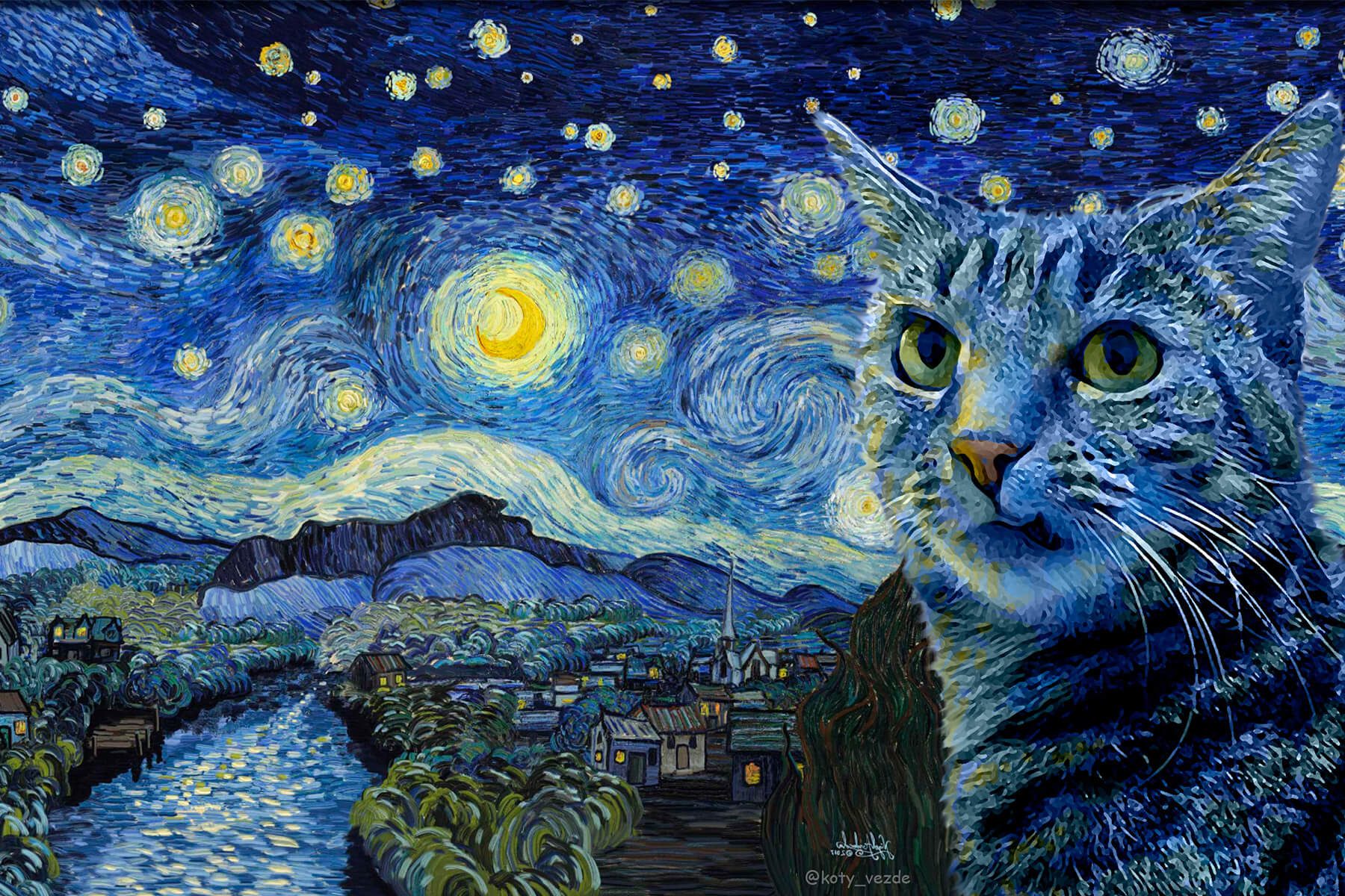 Custom Pet Portraits Paintings on Canvas - Van Gogh Masterpiece